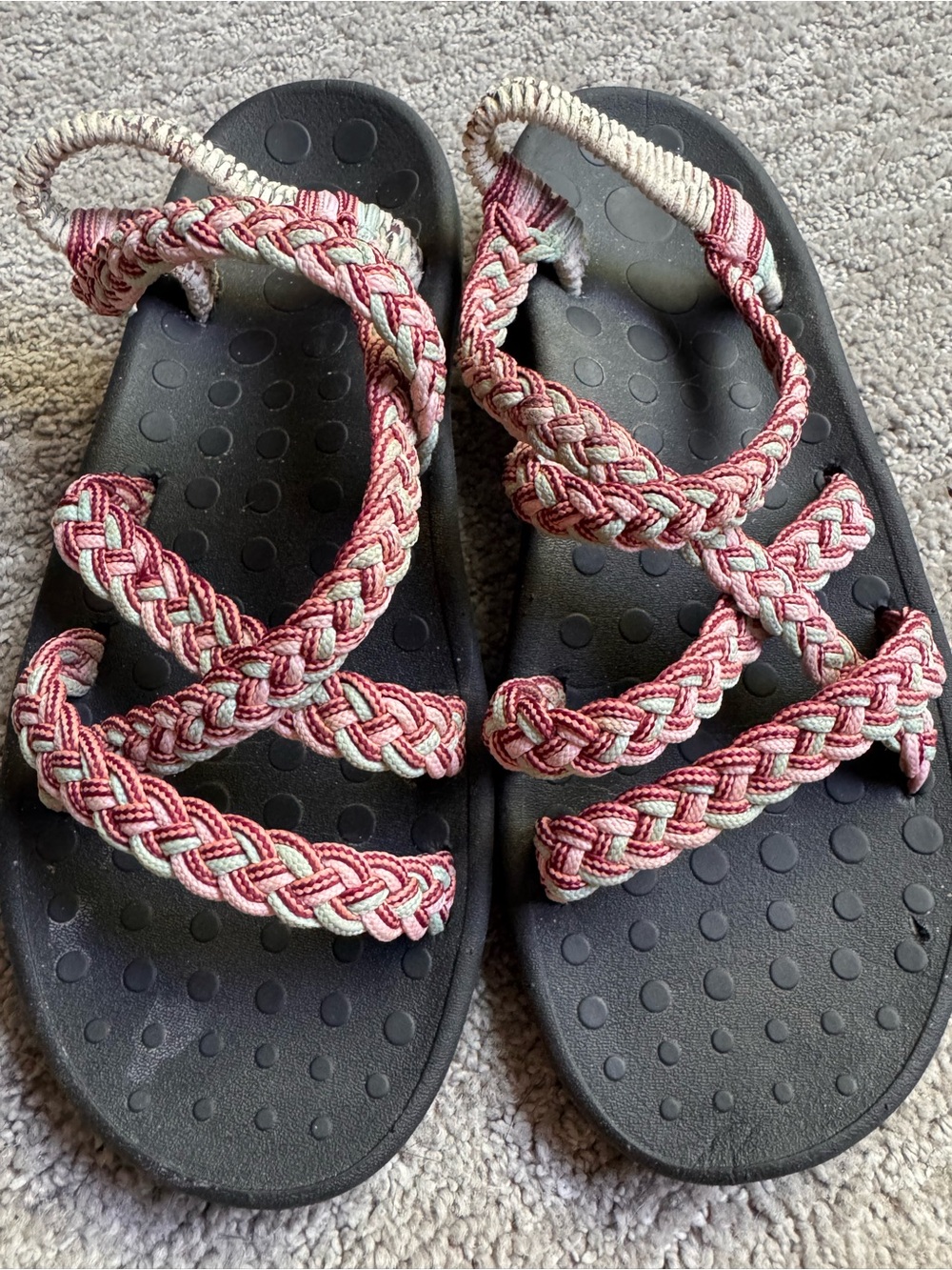 CIOR Braided Rope Strappy Sandals Pink Beige Size 38 - Picture 3 of 7
